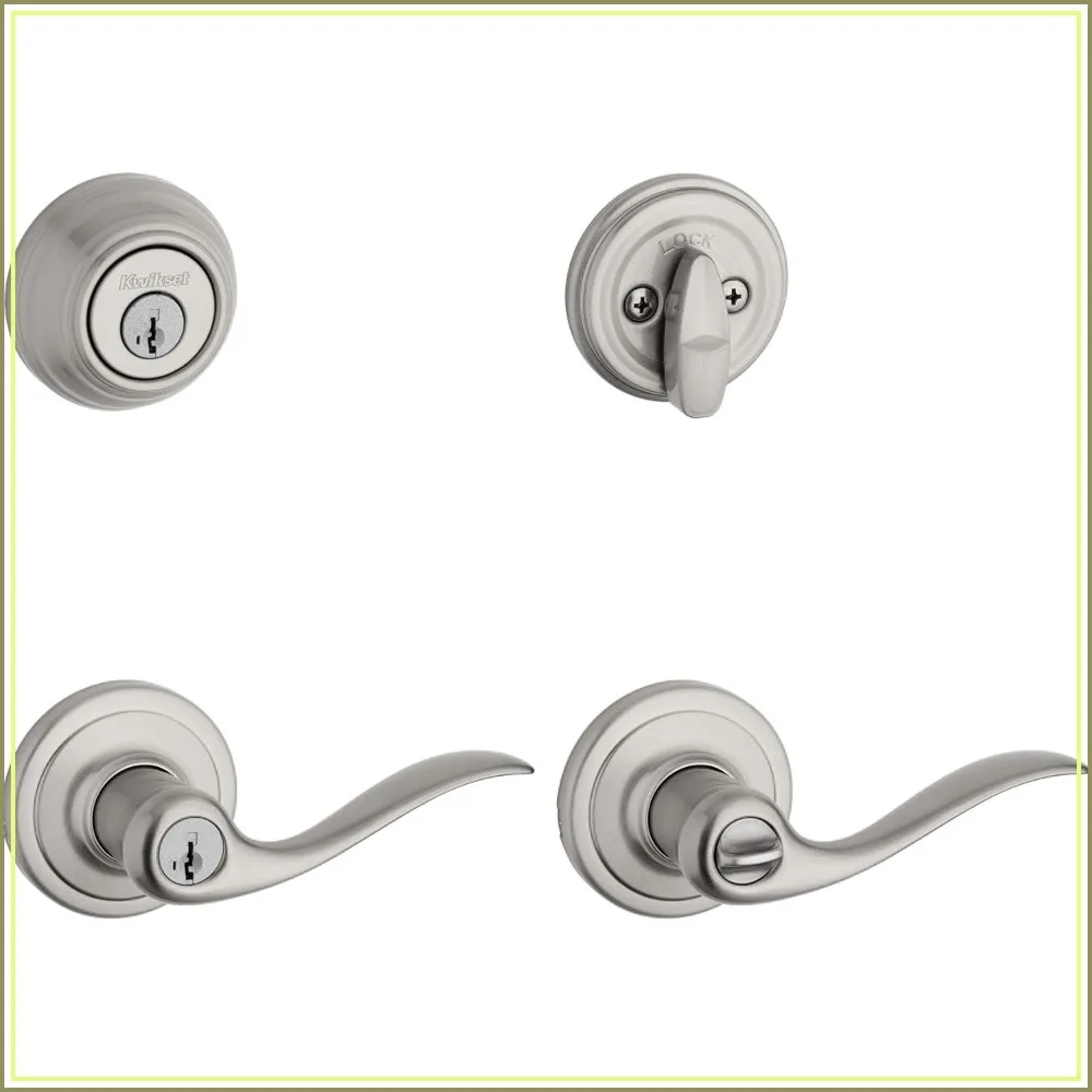 Entry Lever & Single Cylinder Deadbolt Combo Pack with SmartKey, Satin Nickel, Rekeyable, Fits Left/Right Hand Doors
Entry Lever & Single Cylinder Deadbolt Combo Pack with SmartKey, Satin Nickel, Rekeyable, Fits Left/Right Hand Doors