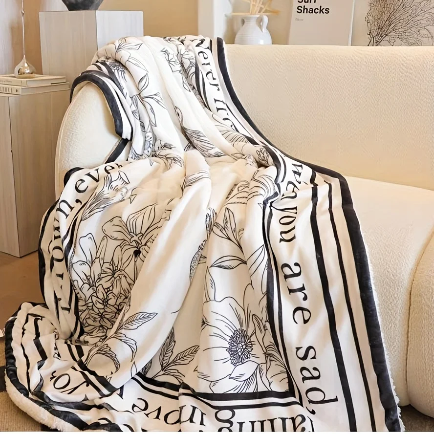 1 шт., бархатное одеяло с абстрактным растительным дизайном, черно-белый цветной тон, высококачественное ощущение, многофункциональное одеяло для дивана
1 шт., бархатное одеяло с абстрактным растительным дизайном, черно-белый цветной тон, высококачественное ощущение, многофункциональное одеяло для дивана