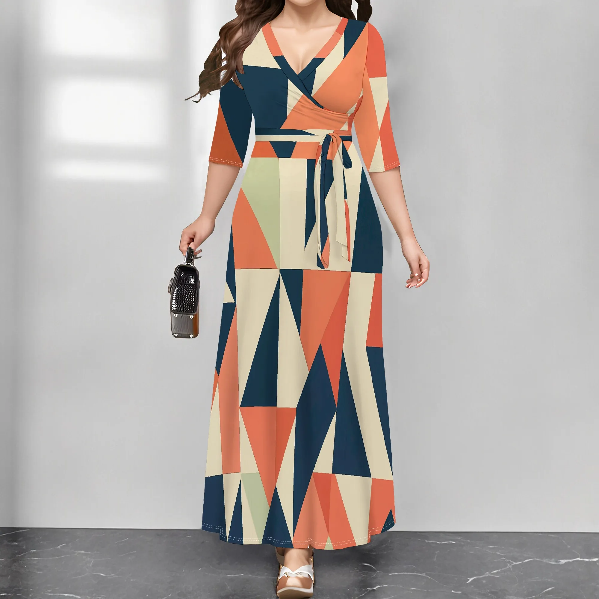 Women's Wrap Maxi Dress XS-3XL Geometric Print V-Neck Style for Summer Vacation or Outdoor Party Look
Women's Wrap Maxi Dress XS-3XL Geometric Print V-Neck Style for Summer Vacation or Outdoor Party Look