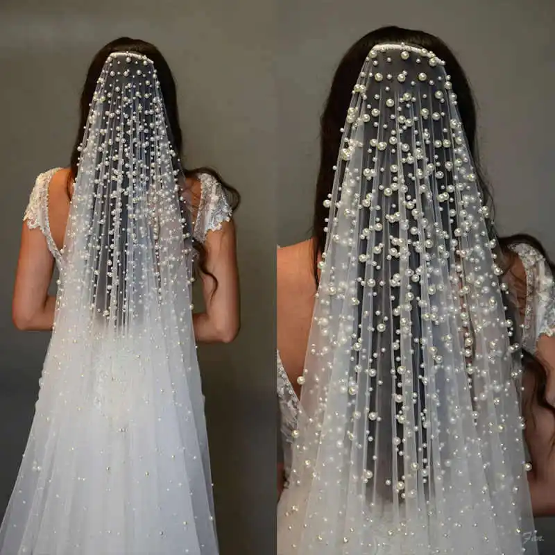 Exquisite Wedding Veil One-Layer Pearls 3M Cathedral Bridal Veils With Comb Wedding Accessories Customized Vestido de novias
Exquisite Wedding Veil One-Layer Pearls 3M Cathedral Bridal Veils With Comb Wedding Accessories Customized Vestido de novias
