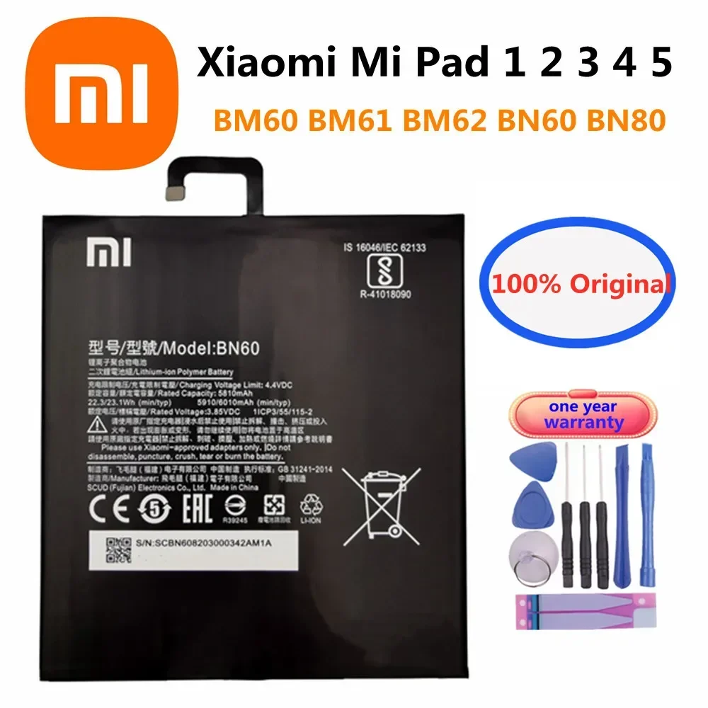 Xiao mi 100% Orginal Battery Mipad For Xiaomi Pad 5 4 3 2 1 Pad3 Pad4 Pad5 Pad1 Pad2 BM60 BM61 BM62 BN60 BN80 Tablet Batteries
Xiao mi 100% Orginal Battery Mipad For Xiaomi Pad 5 4 3 2 1 Pad3 Pad4 Pad5 Pad1 Pad2 BM60 BM61 BM62 BN60 BN80 Tablet Batteries