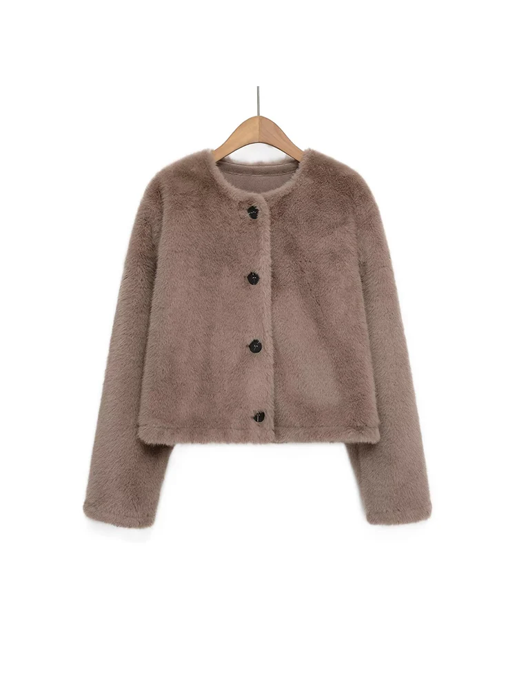 Новое женское модное универсальное темпераментное однотонное короткое пальто с круглым вырезом и эффектом искусственного меха в европейском стиле
Новое женское модное универсальное темпераментное однотонное короткое пальто с круглым вырезом и эффектом искусственного меха в европейском стиле