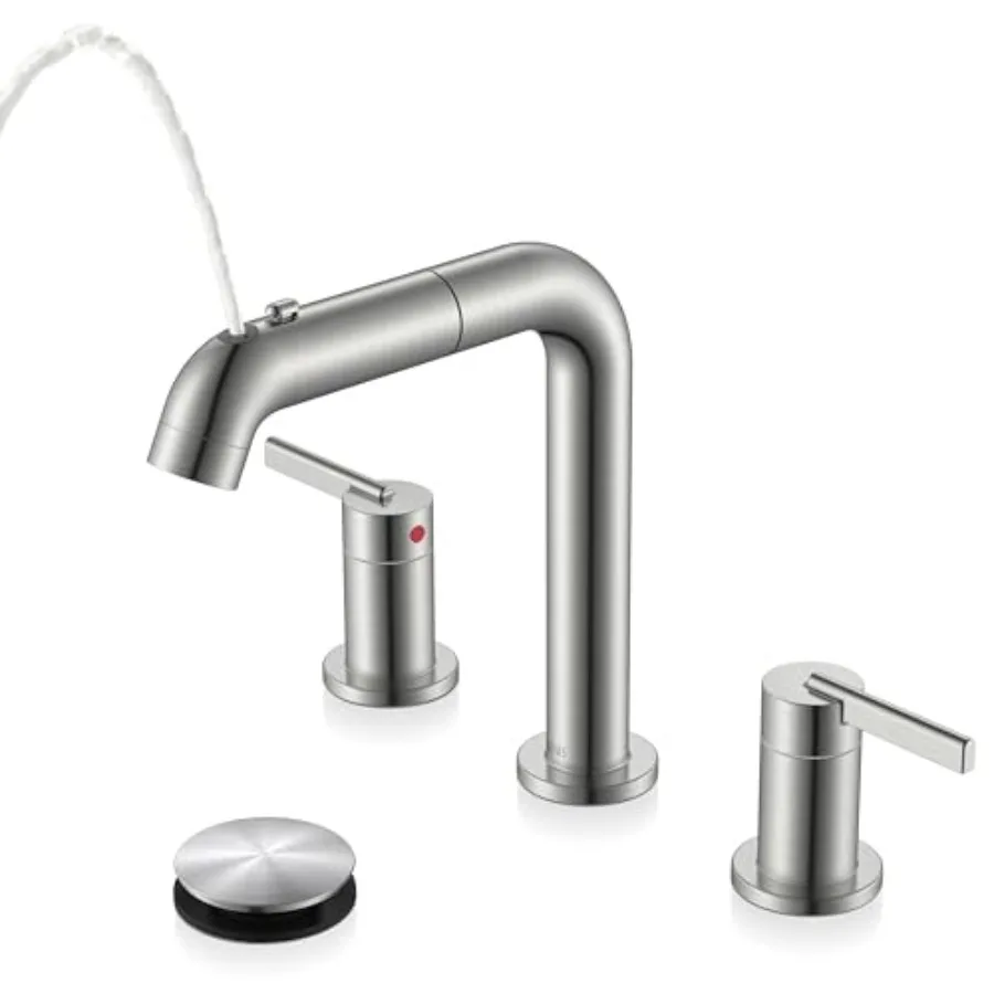 Widespread Bathroom Faucet with Sprayer, Bathroom Sink Faucet with Pull Down Sprayer, 8 Inch 3 Hole Pull Out Bathroom Faucet wi
Widespread Bathroom Faucet with Sprayer, Bathroom Sink Faucet with Pull Down Sprayer, 8 Inch 3 Hole Pull Out Bathroom Faucet wi