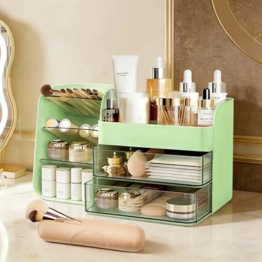 Makeup Organizer Countertop with Drawers, Cosmetic Organizer with Travel Makeup Brush Holder, Skincare Organizer and Storage wi
Makeup Organizer Countertop with Drawers, Cosmetic Organizer with Travel Makeup Brush Holder, Skincare Organizer and Storage wi