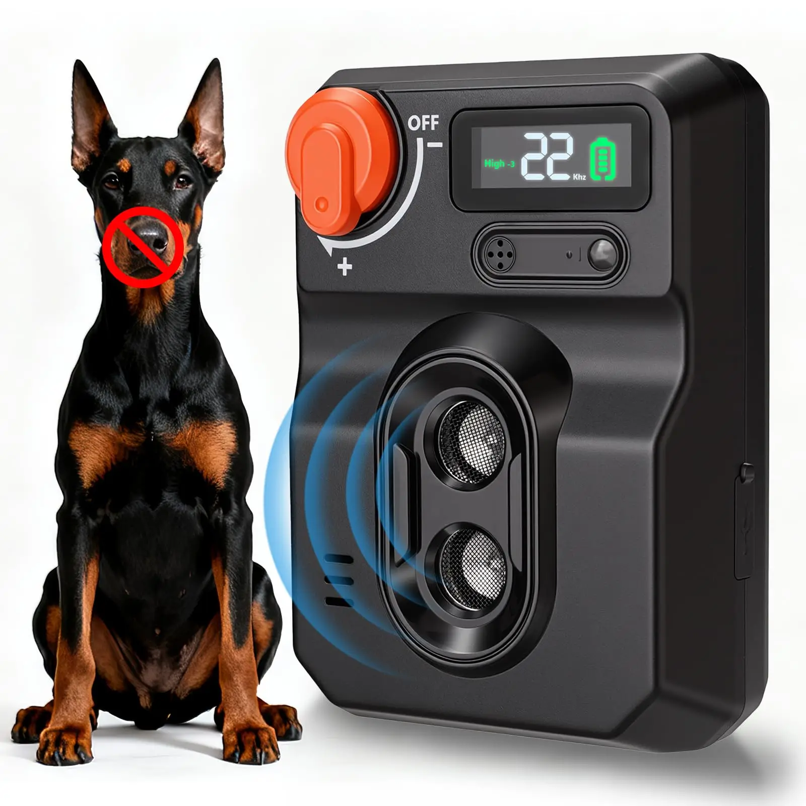 Equipped with LED display, ultrasonic bark arrester, remote control adjustable with 4 modes, anti barking dog trainer
Equipped with LED display, ultrasonic bark arrester, remote control adjustable with 4 modes, anti barking dog trainer