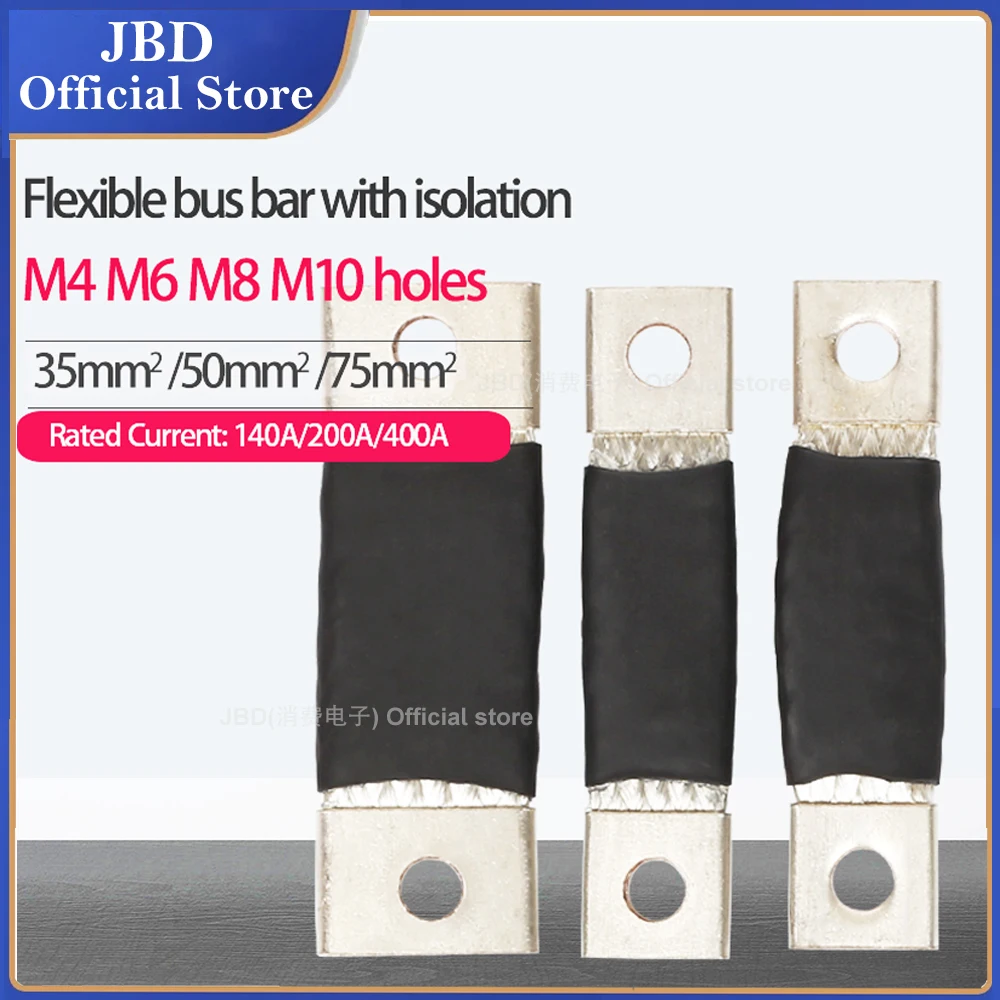 72mm Flexible Bus Bar 35mm2 50mm2 75mm2 For 140A 200A 400A Plated Copper Busbar M4 M6 M8 M10 Battery Isolation Braided Strap
72mm Flexible Bus Bar 35mm2 50mm2 75mm2 For 140A 200A 400A Plated Copper Busbar M4 M6 M8 M10 Battery Isolation Braided Strap