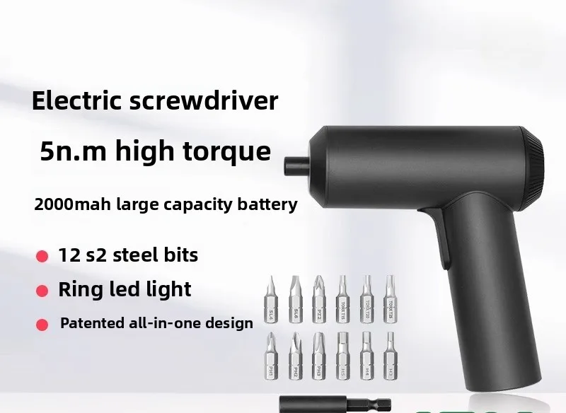 Electric Screwdriver, Home Charging Type, Multifunctional Repair, Small and Portable Screwdriver, Electric Bit Tool
Electric Screwdriver, Home Charging Type, Multifunctional Repair, Small and Portable Screwdriver, Electric Bit Tool