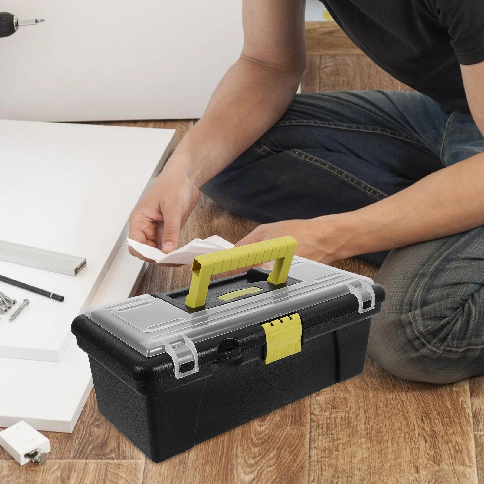 Premium Portable Plastic Tool Box with Removable Tray Large Capacity Storage Case for Tools Hardware Repairing Organizer
Premium Portable Plastic Tool Box with Removable Tray Large Capacity Storage Case for Tools Hardware Repairing Organizer