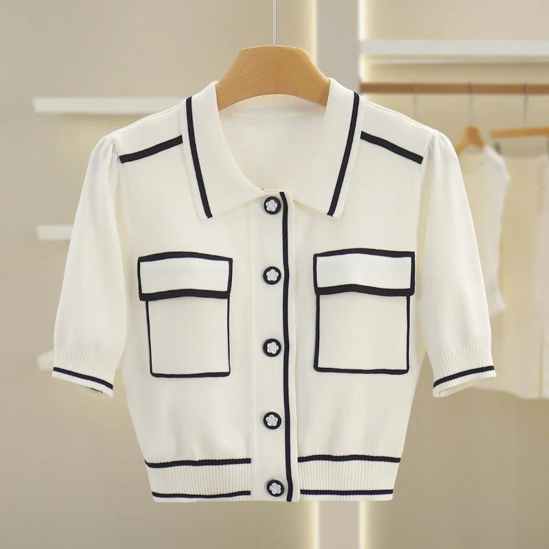 Bai Color Blo Collar Slim Fit ort Sve Knitted Open Cardigan Summer Faion 2025 New Women's Wear Square Collar Button up
Bai Color Blo Collar Slim Fit ort Sve Knitted Open Cardigan Summer Faion 2025 New Women's Wear Square Collar Button up