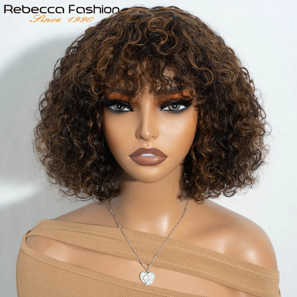 Highlight Short Bob Human Hair Wigs With Bangs Jerry Curly Wig Highlight Honey Water Wave Natural Color Wigs For Women
Highlight Short Bob Human Hair Wigs With Bangs Jerry Curly Wig Highlight Honey Water Wave Natural Color Wigs For Women
