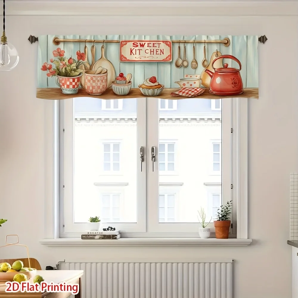 1pc Vintage Kitchen Window Curtain - Sweet Kitchen Theme with Teapot, Cups, Cookies, Brown, Red, Green - Easy Install Rod Pocket
1pc Vintage Kitchen Window Curtain - Sweet Kitchen Theme with Teapot, Cups, Cookies, Brown, Red, Green - Easy Install Rod Pocket