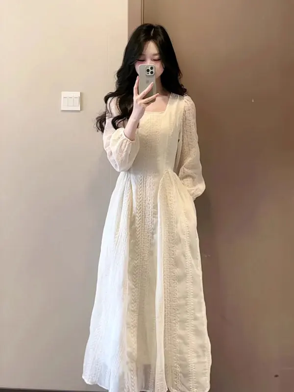 Sweet Lace Slimming Dress Waist-Cinching Gentle Style Long Sleeve Cotton Blend Formal Casual City Commute Beach Party Workwear
Sweet Lace Slimming Dress Waist-Cinching Gentle Style Long Sleeve Cotton Blend Formal Casual City Commute Beach Party Workwear