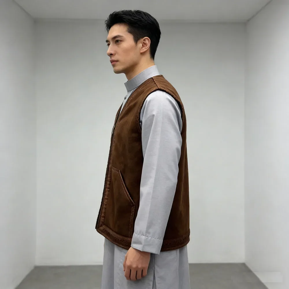 Winter Muslim Men Suede Jacket Thoub Thick Fleece Sleeveless Kimono Vest Zipper Arab Jubba Thobe Islam Clothing Dishdasha Arab
Winter Muslim Men Suede Jacket Thoub Thick Fleece Sleeveless Kimono Vest Zipper Arab Jubba Thobe Islam Clothing Dishdasha Arab