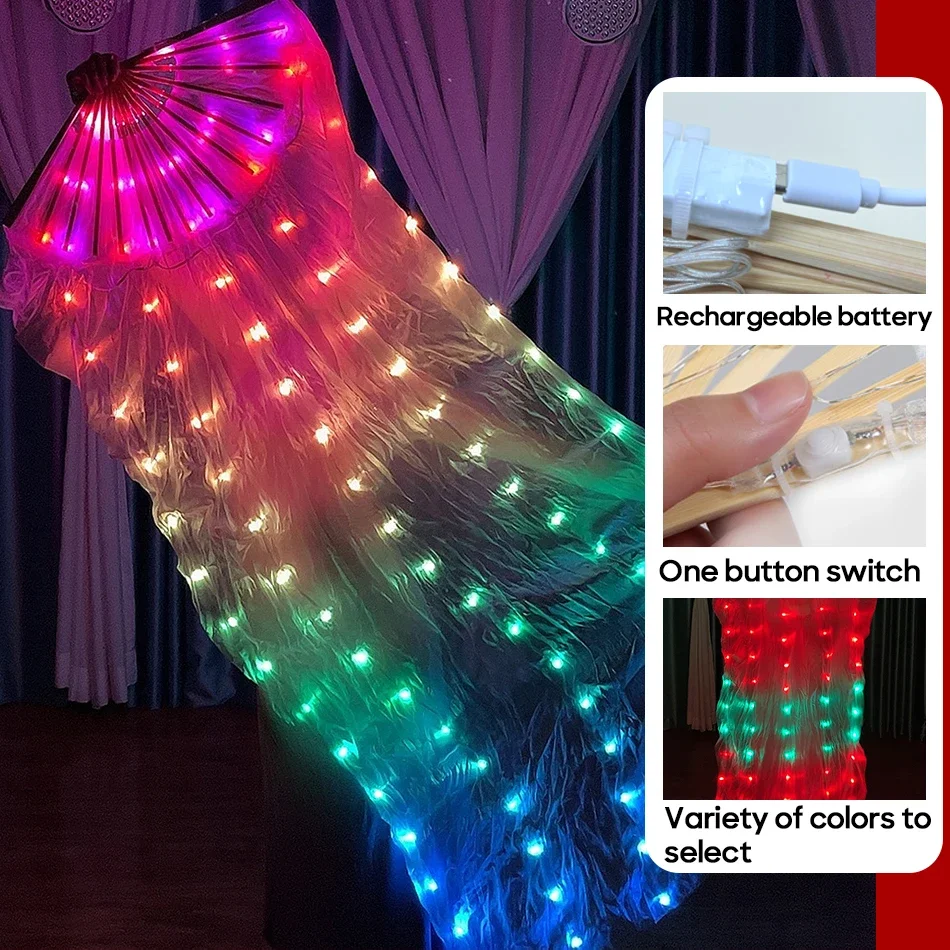 Rechargeable LED Fans Real Silk Veil One Piece One Pair Color Transformations Fan for Stage Performance Belly Dance Accessories
Rechargeable LED Fans Real Silk Veil One Piece One Pair Color Transformations Fan for Stage Performance Belly Dance Accessories