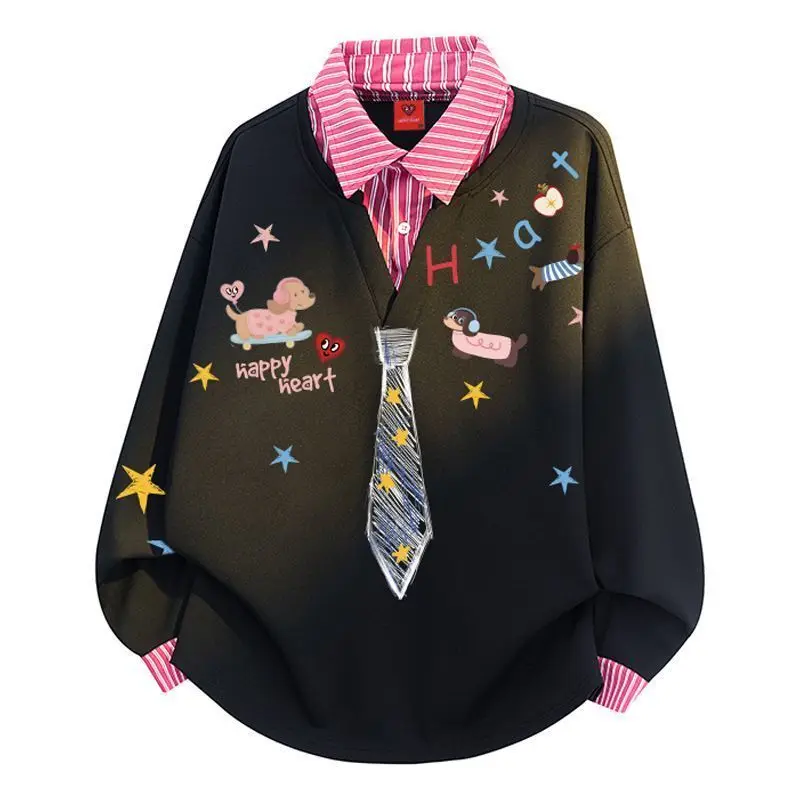 Kawaii Dachshund Print Fake Two-Piece Sweatshirt | Striped Collar & Tie Accent | Harajuku Cute Oversized Top Students Couples
Kawaii Dachshund Print Fake Two-Piece Sweatshirt | Striped Collar & Tie Accent | Harajuku Cute Oversized Top Students Couples
