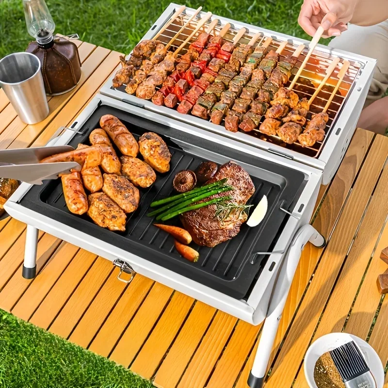 BBQ Handheld Barbecue Grill with 2 Grids, Portable Desktop Barbecue Grill for Outdoor Camping Barbecue Party, Black, White
BBQ Handheld Barbecue Grill with 2 Grids, Portable Desktop Barbecue Grill for Outdoor Camping Barbecue Party, Black, White