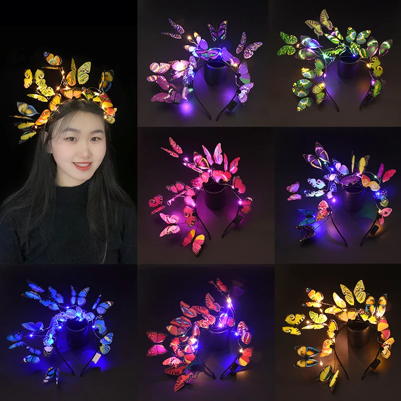 LED Light up Glowing Butterfly Flower Branch Headband Birthday Wedding Party Decoration Luminous Hairband Hair Hoop Glow In Dark
LED Light up Glowing Butterfly Flower Branch Headband Birthday Wedding Party Decoration Luminous Hairband Hair Hoop Glow In Dark