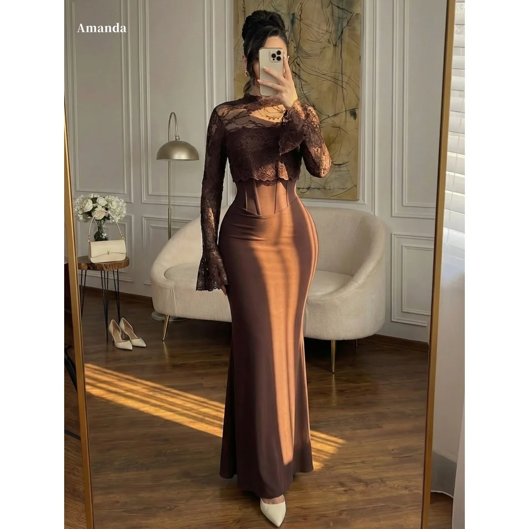 Amanda Customized Coffee Brown Lace Long Sleeve Prom Dress, Slim Fit Formal Evening Gown, Elegant vestidos de noche for Gala
Amanda Customized Coffee Brown Lace Long Sleeve Prom Dress, Slim Fit Formal Evening Gown, Elegant vestidos de noche for Gala