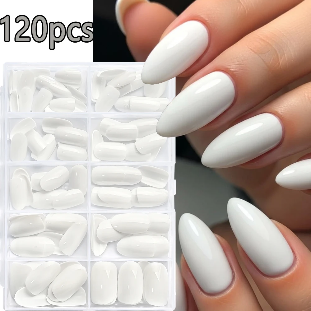 120PCS White Medium Almond Press On Nails Reusable Glossy Soft Gel False Nails For Nail Extension Mixed Size Acrylic Fake Nails
120PCS White Medium Almond Press On Nails Reusable Glossy Soft Gel False Nails For Nail Extension Mixed Size Acrylic Fake Nails