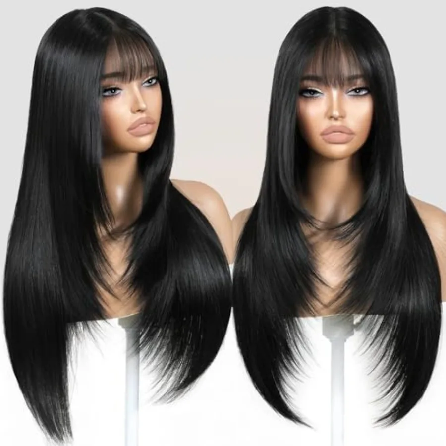 Black Wig with Bangs Long Black Wig for Women Synthetic Heat-Resistant Hair Layered Style Hair for Daily and Party Use
Black Wig with Bangs Long Black Wig for Women Synthetic Heat-Resistant Hair Layered Style Hair for Daily and Party Use