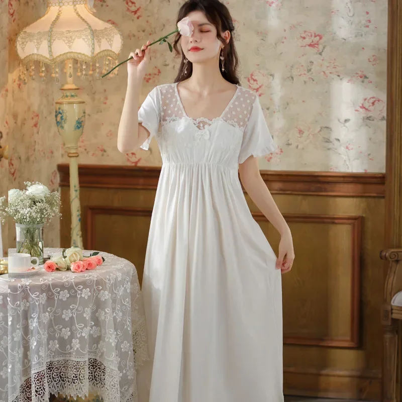 Fairy Sleepwear Princess Nightwear Women Summer Lace Short Sleeve Sexy Peignoir Robe Victorian Nightgown Cotton Long Night Dress
Fairy Sleepwear Princess Nightwear Women Summer Lace Short Sleeve Sexy Peignoir Robe Victorian Nightgown Cotton Long Night Dress