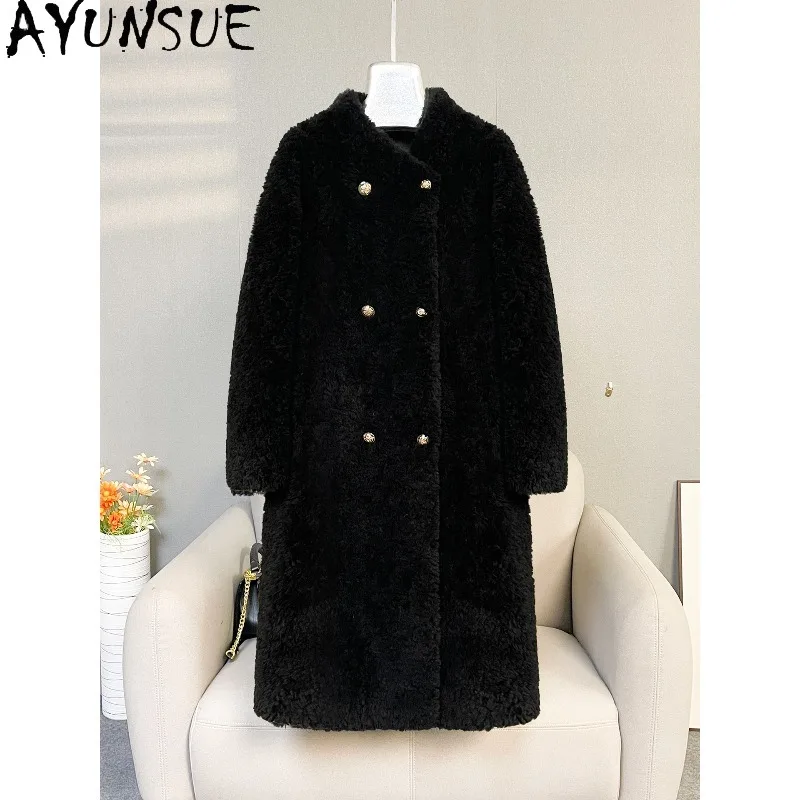 AYUNSUE Women's 100% Wool Coats Double-breasted Long Jackets for Woman Fashion Shearling Autumn Winter Jacket Woman Clothes
AYUNSUE Women's 100% Wool Coats Double-breasted Long Jackets for Woman Fashion Shearling Autumn Winter Jacket Woman Clothes