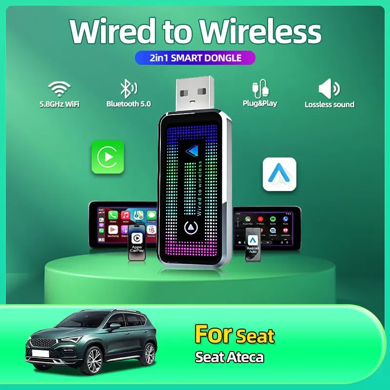 2025 NEW 2 IN 1 Wireless CarPlay Android Auto Wireless Adapter Smart Mini Box Plug And Play WiFi Fast Connect For Seat Ateca
2025 NEW 2 IN 1 Wireless CarPlay Android Auto Wireless Adapter Smart Mini Box Plug And Play WiFi Fast Connect For Seat Ateca
