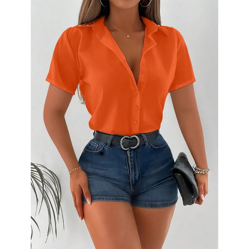 Women's Color Short Sleeve Shirt Pure Color Ladies' Short Sleeve Top Quick Sale Cross-Border Fashion Spring 2026
Women's Color Short Sleeve Shirt Pure Color Ladies' Short Sleeve Top Quick Sale Cross-Border Fashion Spring 2026