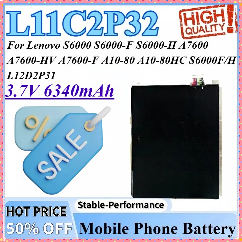 Аккумулятор L11C2P32 3,7 В, 6340 мАч для Lenovo S6000-F S6000 A7600-HV S6000-H A7600-F A7600 A10-80 A10-80HC S6000F/H L12D2P31
Аккумулятор L11C2P32 3,7 В, 6340 мАч для Lenovo S6000-F S6000 A7600-HV S6000-H A7600-F A7600 A10-80 A10-80HC S6000F/H L12D2P31