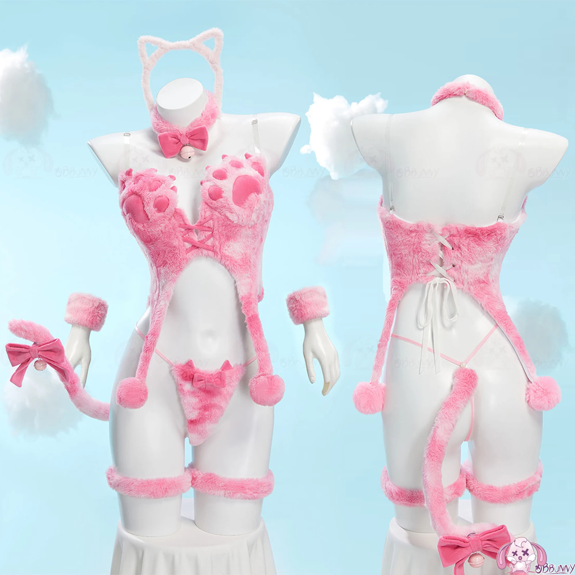 Сексуальные костюмы для косплея для девочек-кошок, женский кавайный плюшевый боди с хвостом, повязка на голову, милый комплект нижнего белья, карнавальная праздничная одежда на Хэллоуин 
Сексуальные костюмы для косплея для девочек-кошок, женский кавайный плюшевый боди с хвостом, повязка на голову, милый комплект нижнего белья, карнавальная праздничная одежда на Хэллоуин