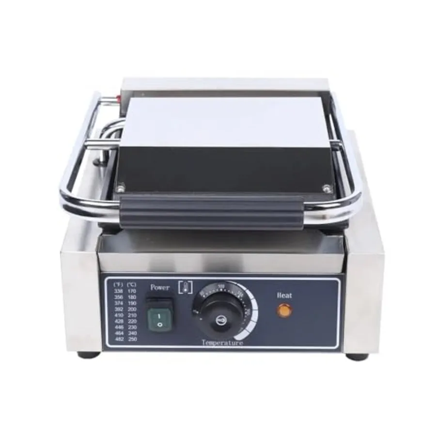 110V 1800W Single Panini Press Sandwich Maker with Smooth Flat Surface Temperature Control Stainless Steel Countertop Griddle f
110V 1800W Single Panini Press Sandwich Maker with Smooth Flat Surface Temperature Control Stainless Steel Countertop Griddle f