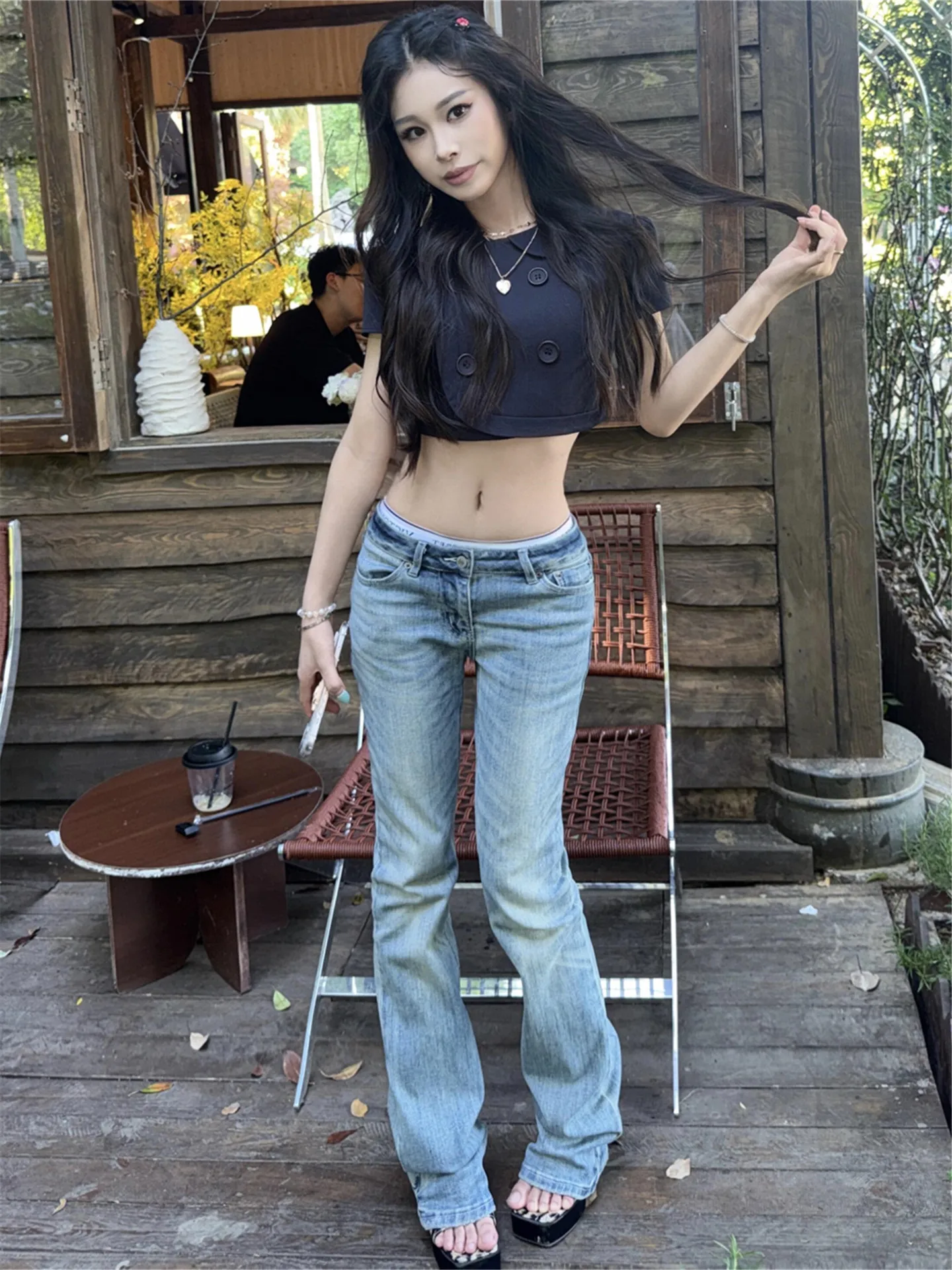 Street Style Low Waist Bell Bottom Jeans Women's Extended Length Tall Ladies Light Blue Slimming Cotton Denim Skinnies
Street Style Low Waist Bell Bottom Jeans Women's Extended Length Tall Ladies Light Blue Slimming Cotton Denim Skinnies