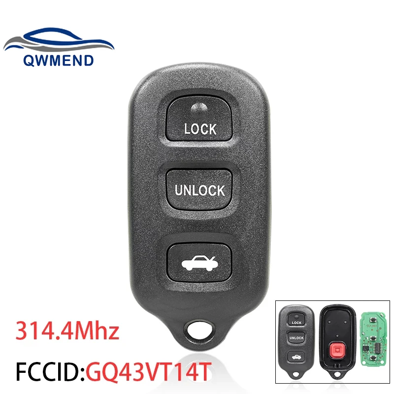 3+1 Buttons Remote Key for Toyota Camry Solara Corolla Matrix Sienna 4Runner 1997-2007 GQ43VT14T Car Keys 315mhz
3+1 Buttons Remote Key for Toyota Camry Solara Corolla Matrix Sienna 4Runner 1997-2007 GQ43VT14T Car Keys 315mhz