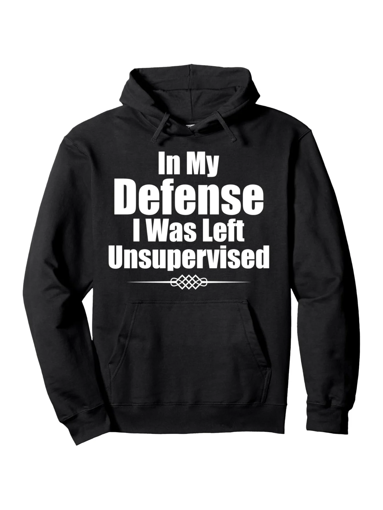 Interesting "In My Defense, I Am Not Supervised" Men's Hoodie Pullover - Black Pattern Print, Casual Cotton Blend, Long Sleeve
Interesting "In My Defense, I Am Not Supervised" Men's Hoodie Pullover - Black Pattern Print, Casual Cotton Blend, Long Sleeve