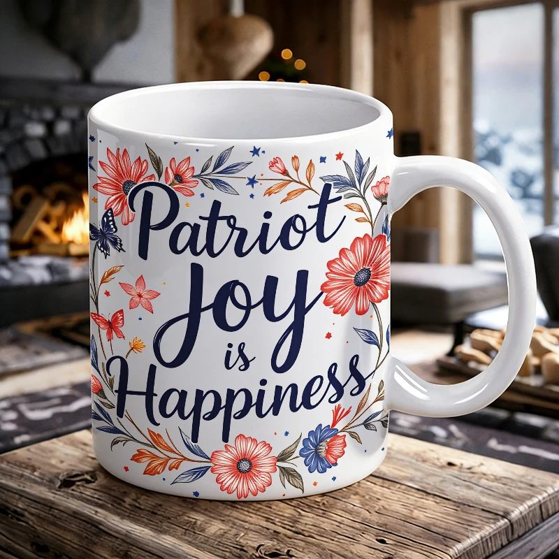 Independence Day Mug Coffee Cup Ceramic Cup Patriotic Joy Happiness Floral Wreath Print
Independence Day Mug Coffee Cup Ceramic Cup Patriotic Joy Happiness Floral Wreath Print