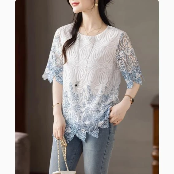 Новая летняя футболка с градиентом, свободная посадка, женская одежда больших размеров
Новая летняя футболка с градиентом, свободная посадка, женская одежда больших размеров