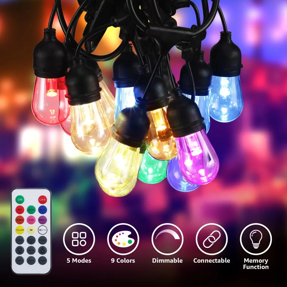 Outdoor Commercial LED RGB String Light, 15 S14 Bulbs, 2 Spare Bulbs Included, 50ft, 15 Sockets, Garden, Free Shipping
Outdoor Commercial LED RGB String Light, 15 S14 Bulbs, 2 Spare Bulbs Included, 50ft, 15 Sockets, Garden, Free Shipping