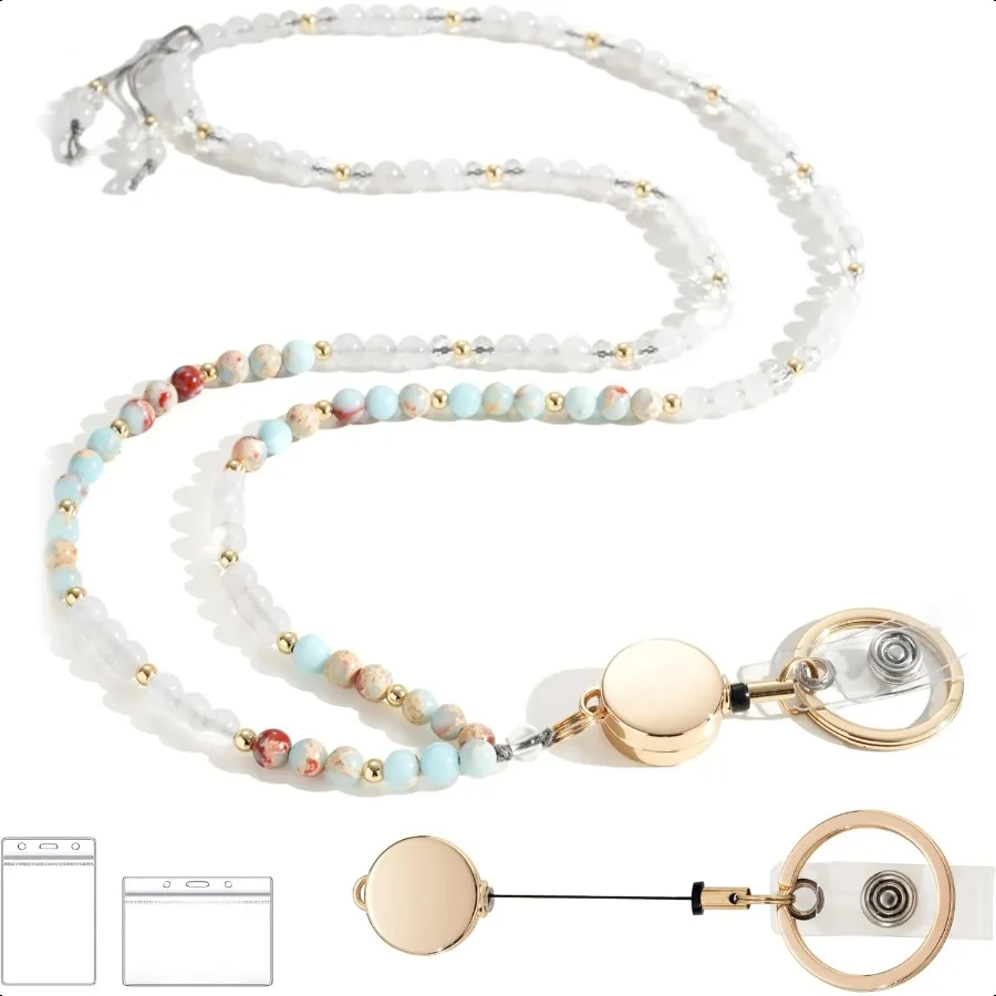 Lanyards for ID Badges and Keys Retractable Beaded Lanyards for Women Natural Stone Cute Teacher Lanyard with ID Holder Light C
Lanyards for ID Badges and Keys Retractable Beaded Lanyards for Women Natural Stone Cute Teacher Lanyard with ID Holder Light C