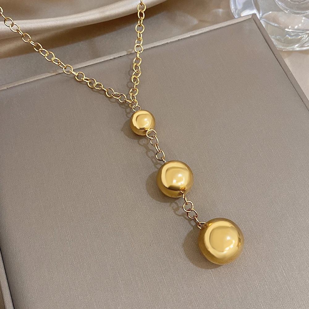 Freetry Exaggerated Large Round Ball Long Pendant Golden Stainless Steel Necklace for Women Non Fade Waterproof Necklace Jewelry
Freetry Exaggerated Large Round Ball Long Pendant Golden Stainless Steel Necklace for Women Non Fade Waterproof Necklace Jewelry