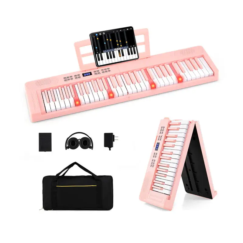 61-Key Foldable Piano Keyboard Full-size Electronic Keyboard with MIDI and Split Function-Pink
61-Key Foldable Piano Keyboard Full-size Electronic Keyboard with MIDI and Split Function-Pink