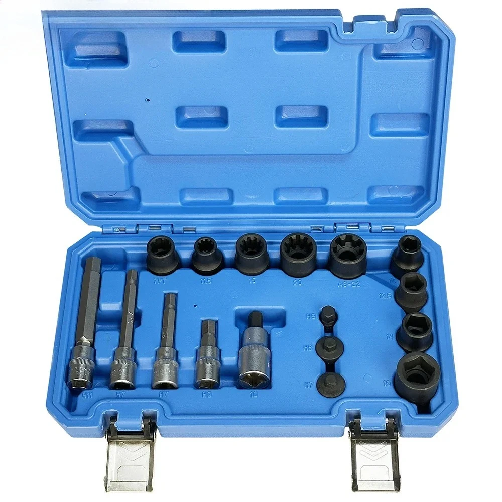 17Pcs Master Brake Caliper Brake Pad Brake Caliper Screw Disassembly Sleeve Tool 1/4" 3/8" 1/2" Dr, H7 H9 H10 H11 For BMW Audi
17Pcs Master Brake Caliper Brake Pad Brake Caliper Screw Disassembly Sleeve Tool 1/4" 3/8" 1/2" Dr, H7 H9 H10 H11 For BMW Audi