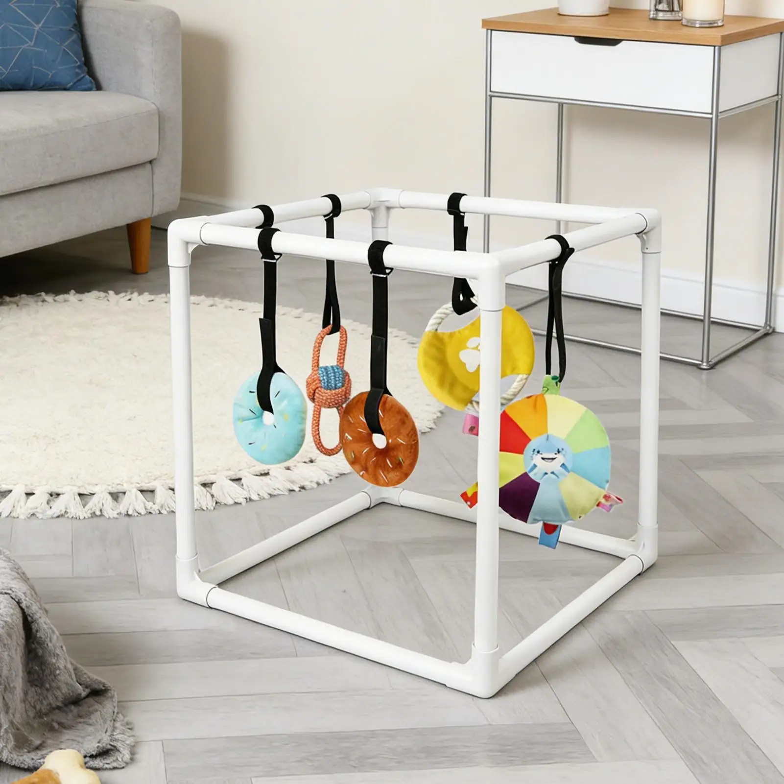 Dog Playground Assembly Frame with 5 Toys Interactive Dog Toys for Training Teething Calming Indoor Floor Play Boredom House
Dog Playground Assembly Frame with 5 Toys Interactive Dog Toys for Training Teething Calming Indoor Floor Play Boredom House