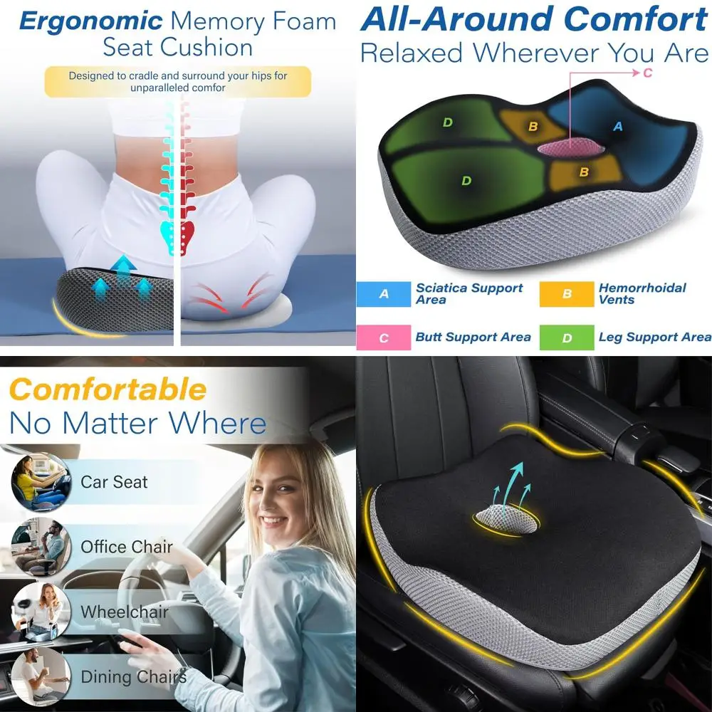 Подушка для автомобильного сиденья, эргономичная автомобильная подушка из пены с эффектом памяти для облегчения боли при ишиасе, большая подушка для сиденья вождения для коротких водителей на ло
Подушка для автомобильного сиденья, эргономичная автомобильная подушка из пены с эффектом памяти для облегчения боли при ишиасе, большая подушка для сиденья вождения для коротких водителей на ло