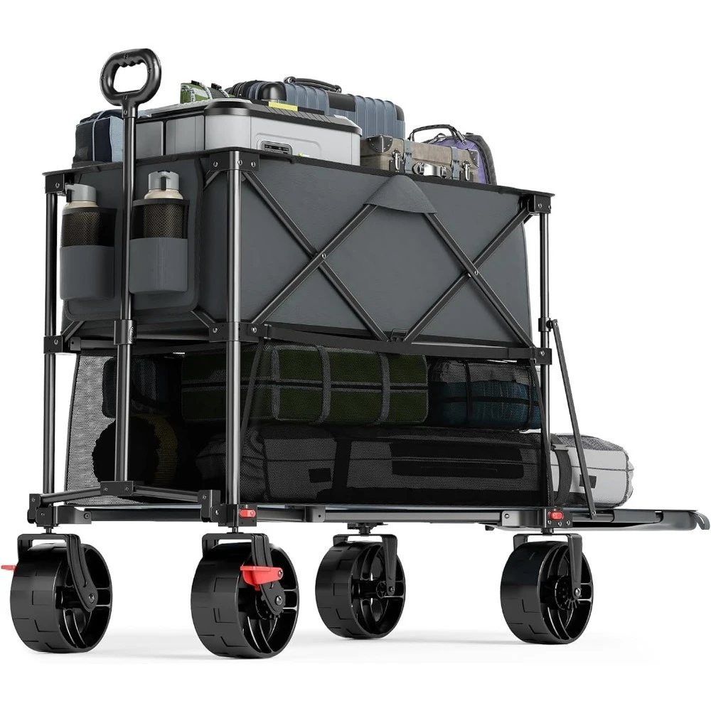 400L Large Capacity, Folding Double Decker Wagon with Brakes, 54" Extra Long Extender Wagon Cart, 450lbs Heavy Duty Collapsible
400L Large Capacity, Folding Double Decker Wagon with Brakes, 54" Extra Long Extender Wagon Cart, 450lbs Heavy Duty Collapsible