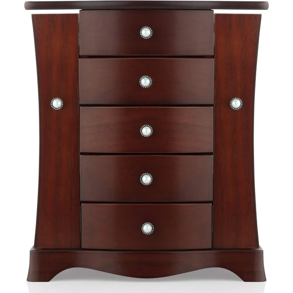 jewelry box - made of solid wood with tower style 4 drawers organizer and 2 separated open doors on 2 sides and large mirror br
jewelry box - made of solid wood with tower style 4 drawers organizer and 2 separated open doors on 2 sides and large mirror br