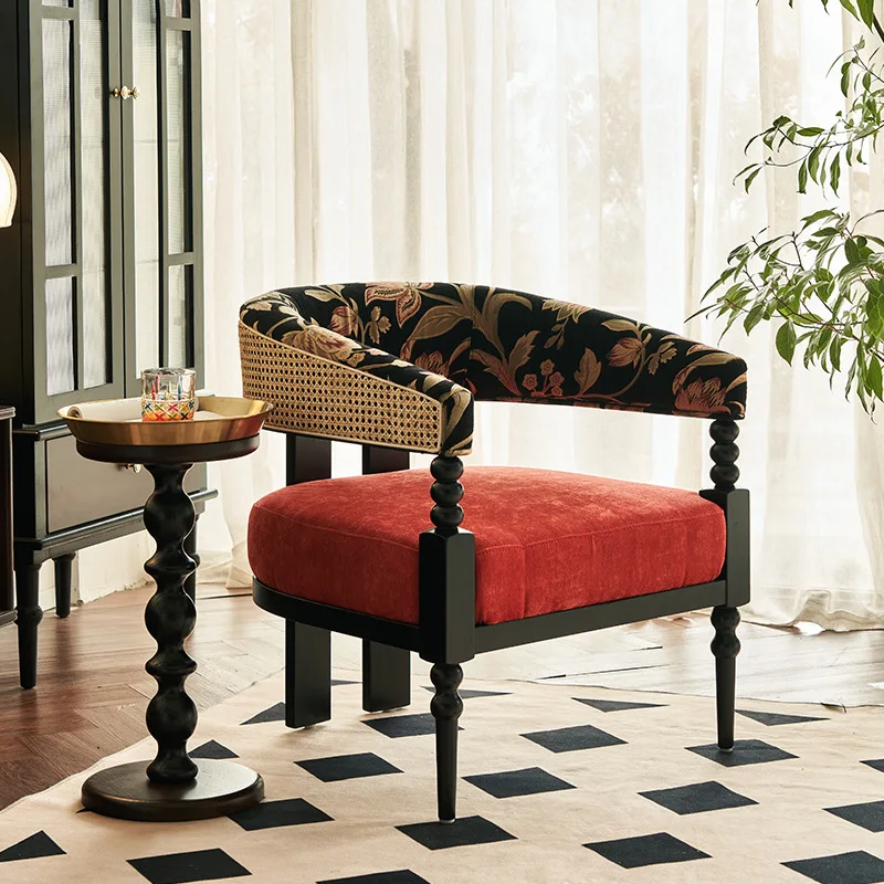 French retro sofa chair home living room rattan jacquard fabric leisure bed and breakfast balcony single
French retro sofa chair home living room rattan jacquard fabric leisure bed and breakfast balcony single