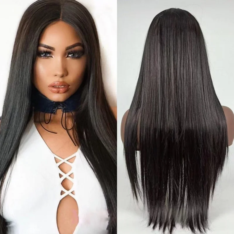 European and American women's non-lace wig, middle-parted long straight hair, high-temperature synthetic fiber headpiece
European and American women's non-lace wig, middle-parted long straight hair, high-temperature synthetic fiber headpiece