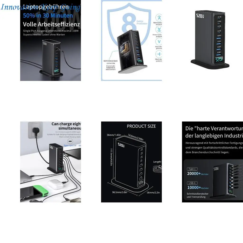 E65C High Power 520W USB Тип C Несколько портовых зарядных устройств с 4 USB C 100W и 4 USB A QC30W для эффективной зарядки
E65C High Power 520W USB Тип C Несколько портовых зарядных устройств с 4 USB C 100W и 4 USB A QC30W для эффективной зарядки