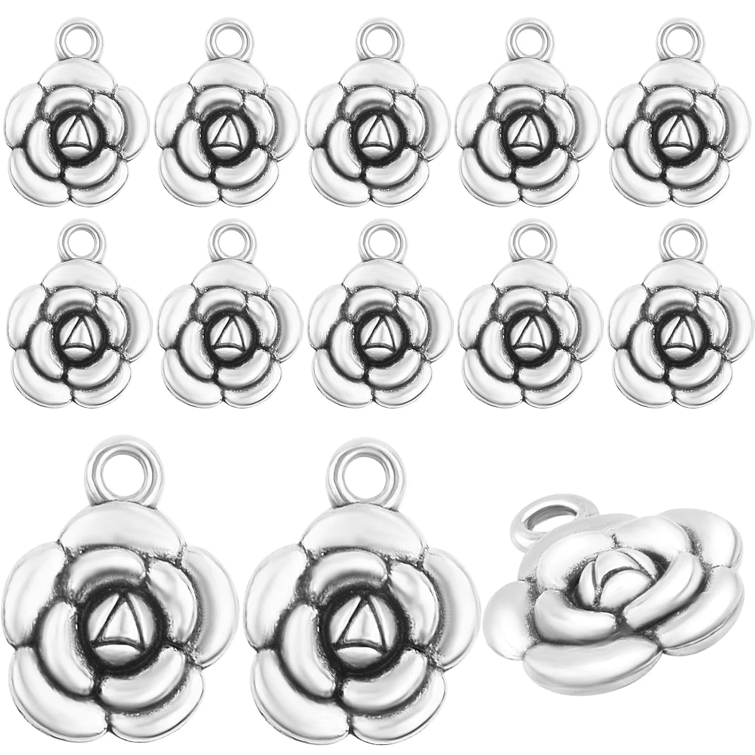 60pcs Rose Charm Pendant,Rose Flower Charms Flower Bead Charms Craft Supplies for Jewelry DIY Necklace Earrings Bracelet Making
60pcs Rose Charm Pendant,Rose Flower Charms Flower Bead Charms Craft Supplies for Jewelry DIY Necklace Earrings Bracelet Making