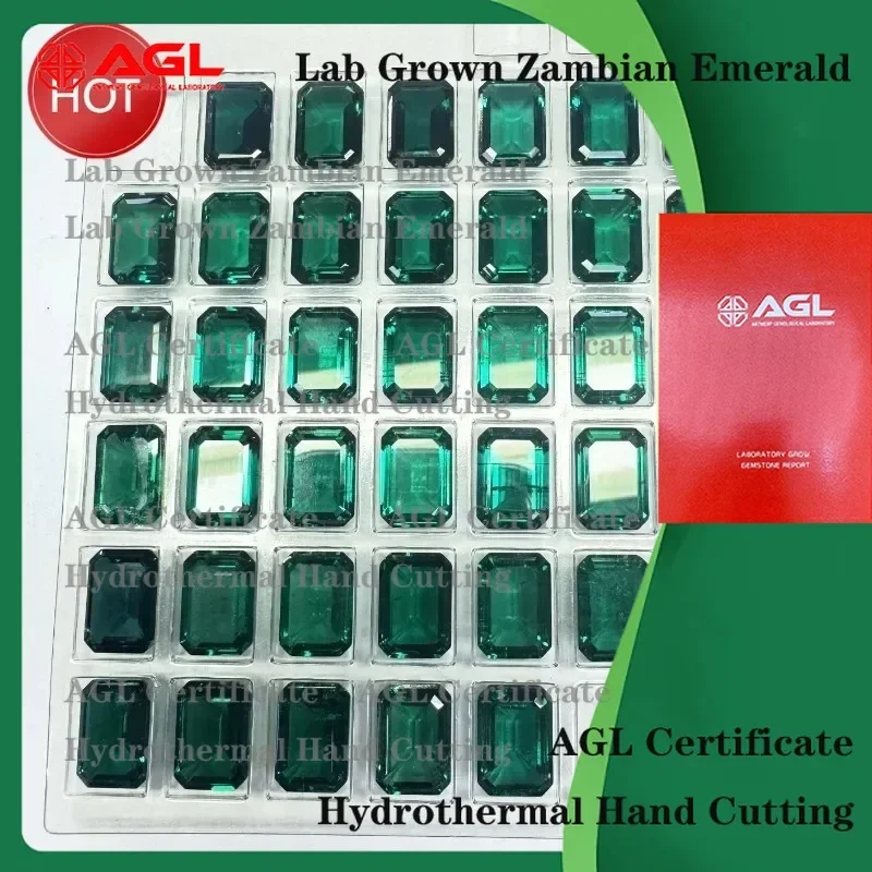 Lab Grown Zambian Emeralds for Hydrothermal Emerald Cut Gemstones Hand Cut with Natural Inclusions Cracks AGL Certified Lab
Lab Grown Zambian Emeralds for Hydrothermal Emerald Cut Gemstones Hand Cut with Natural Inclusions Cracks AGL Certified Lab
